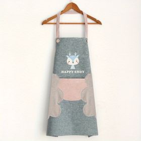 1pc Cute Cartoon Apron; Waterproof And Oil-proof Apron; Hand Wipeable Sleeveless Kitchen Cooking Apron; Cooking And Baking Supplies; Kitchen Tool (Color: Grey)
