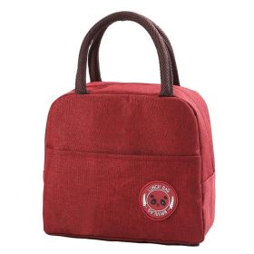 1pc Insulated Lunch Bag; Insulation Bento Pack; Aluminum Foil Rice Bag; Meal Pack; Ice Pack; Student Bento Lunch Handbag; Insulation Bag; Lunch B (Color: Claret)