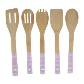 Bamboo Utensil Set 5PK (Color: purple)
